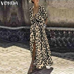 2X VONDA Women Leopard Vneck Dress